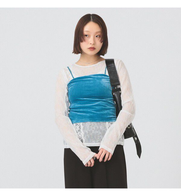 Ray BEAMS 「2WAY ベロア カップ付き キャミソール」|キャミソール|BLUE