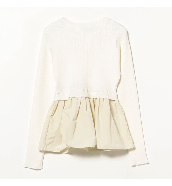 Ray BEAMS 「リブ ギャザー キリカエ クルーネック トップス」|ニット・セーター|