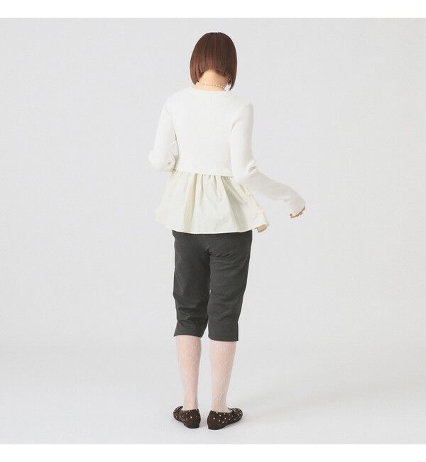 Ray BEAMS 「リブ ギャザー キリカエ クルーネック トップス」|ニット・セーター|