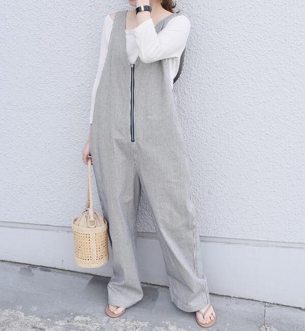 SHIPS for women「【SHIPS 別注】UNIVERSAL OVERALL　ジップオーバーオール　ヒッコリー◇」|オールインワン|