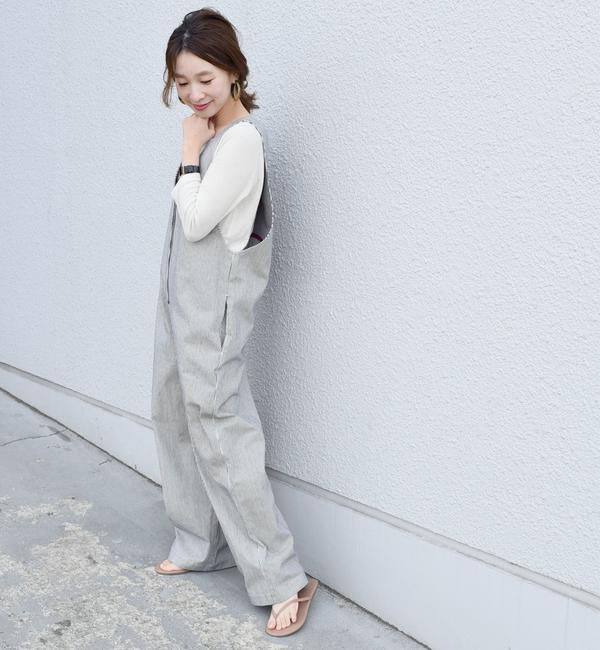 SHIPS for women「【SHIPS 別注】UNIVERSAL OVERALL　ジップオーバーオール　ヒッコリー◇」|オールインワン|