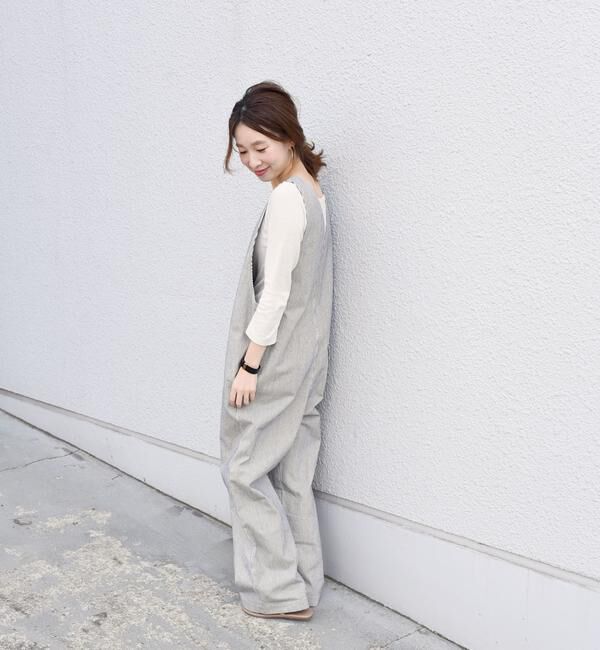 SHIPS for women「【SHIPS 別注】UNIVERSAL OVERALL　ジップオーバーオール　ヒッコリー◇」|オールインワン|