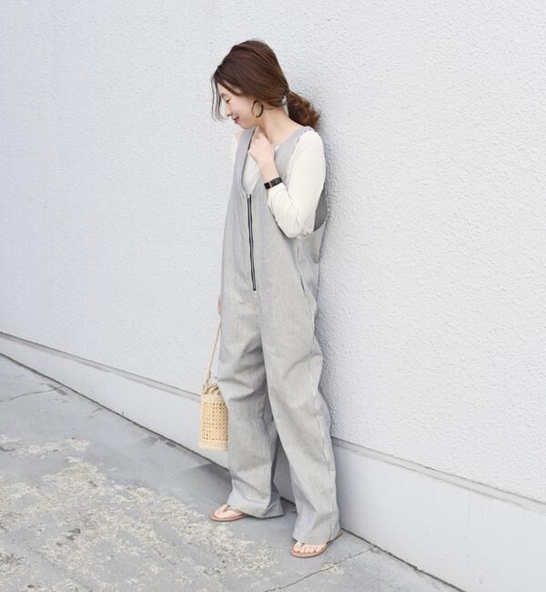 SHIPS for women「【SHIPS 別注】UNIVERSAL OVERALL　ジップオーバーオール　ヒッコリー◇」|オールインワン|