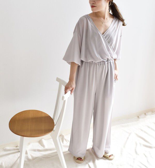 SHIPS Days「SHIPS Days:ジャージーカシュクールオールインワン◇」|オールインワン|