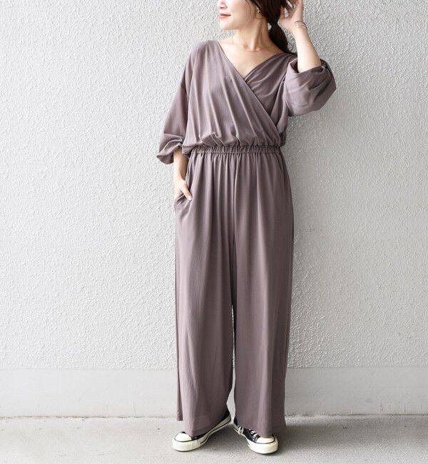 SHIPS Days「SHIPS Days:ジャージーカシュクールオールインワン◇」|オールインワン|