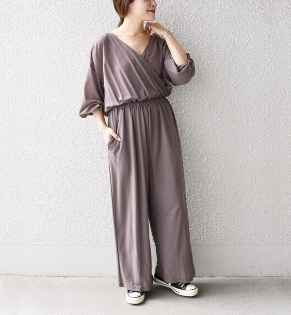 SHIPS Days「SHIPS Days:ジャージーカシュクールオールインワン◇」|オールインワン|