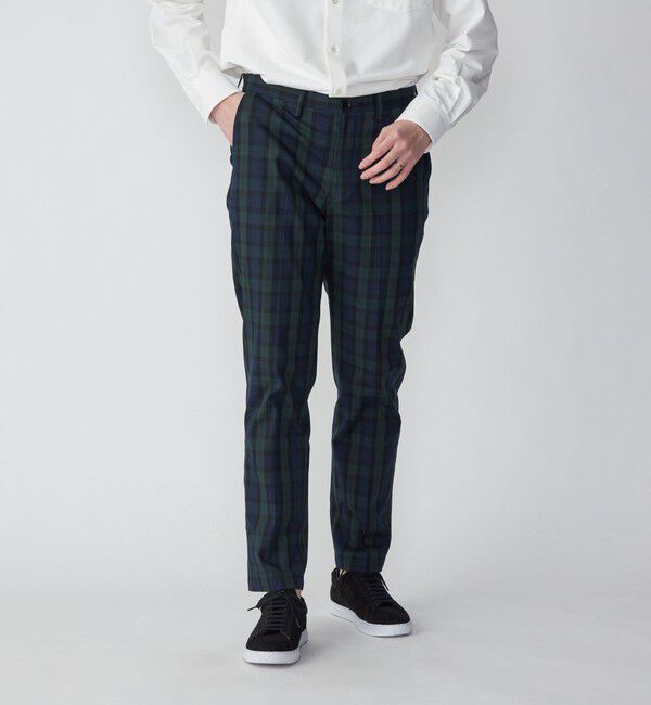 SHIPS「SHIPS: ノープリーツ ツイル ストレッチ チェック パンツ」|チノ|