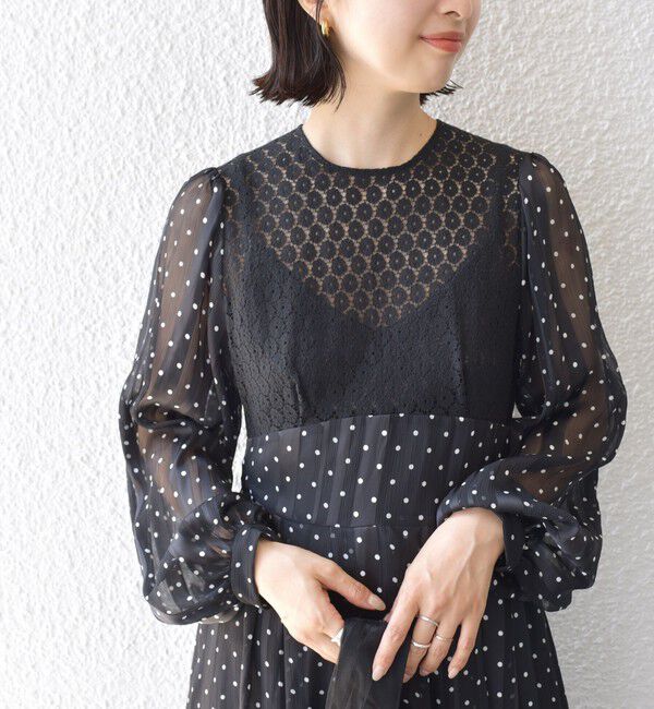 SHIPS for women「A PUPIL:ドット レース ロング ワンピース」|ワンピース|