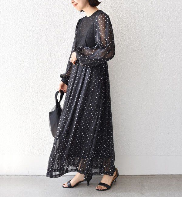 SHIPS for women「A PUPIL:ドット レース ロング ワンピース」|ワンピース|