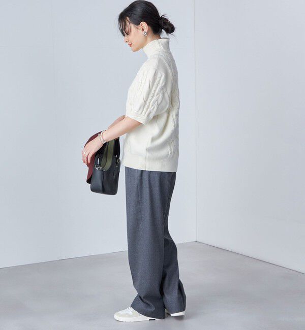 SHIPS for women「【SHIPS別注】WRAPINKNOT:ハイネック ショート スリーブ ケーブル」|ニット・セーター|