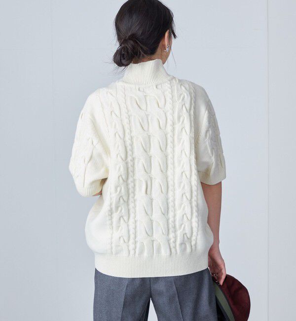 SHIPS for women「【SHIPS別注】WRAPINKNOT:ハイネック ショート スリーブ ケーブル」|ニット・セーター|