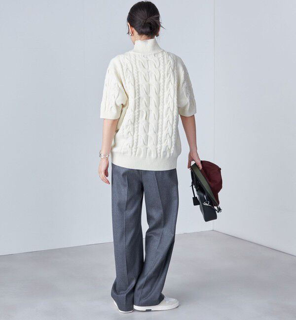 SHIPS for women「【SHIPS別注】WRAPINKNOT:ハイネック ショート スリーブ ケーブル」|ニット・セーター|