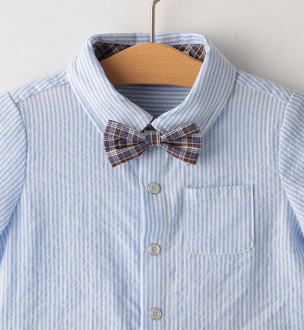 SHIPS KIDS「SHIPS KIDS:70～80cm / 蝶ネクタイ 半袖 ロンパース」|ロンパース|