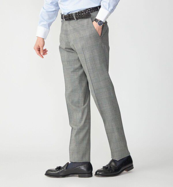 SHIPS「SHIPS: 〈手洗い可能〉ラスティック ウォッシャブル ストレッチ パンツ(グレンチェック)」|スラックス|