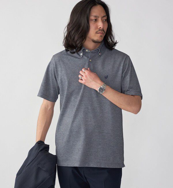 SHIPS「【WEB限定】SHIPS:〈吸水速乾〉ドライピケ ワンポイント ロゴ ボタンダウン ポロシャツ」|ポロシャツ|