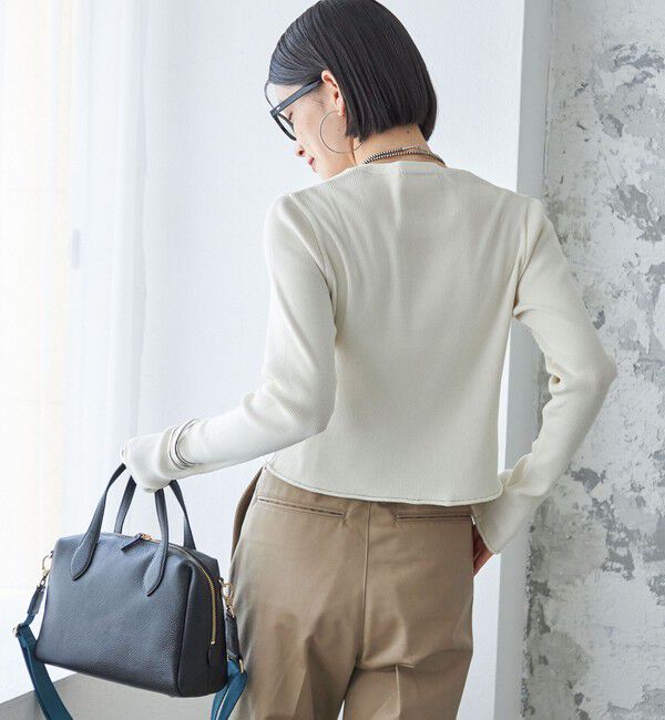 SHIPS for women「〈手洗い可能〉レーヨン ポリ リブ クルーネック カーディガン」|カーディガン|