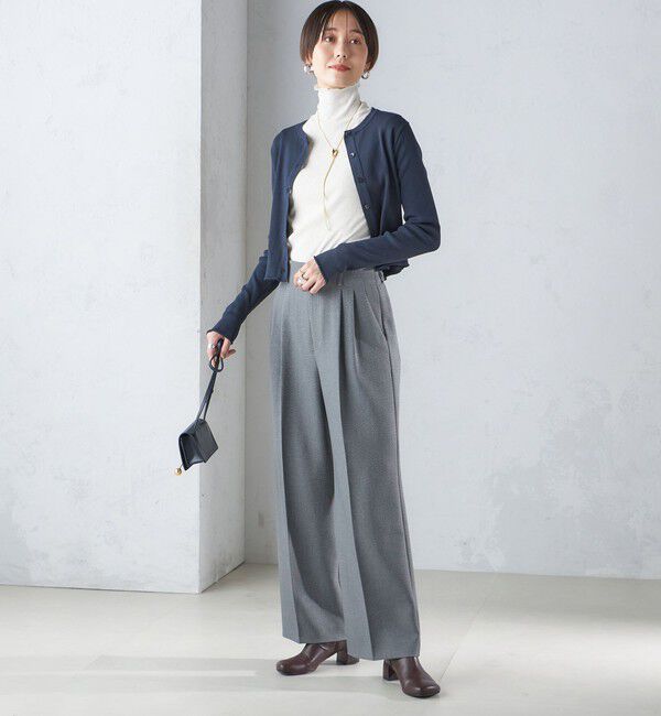 SHIPS for women「〈手洗い可能〉レーヨン ポリ リブ クルーネック カーディガン」|カーディガン|