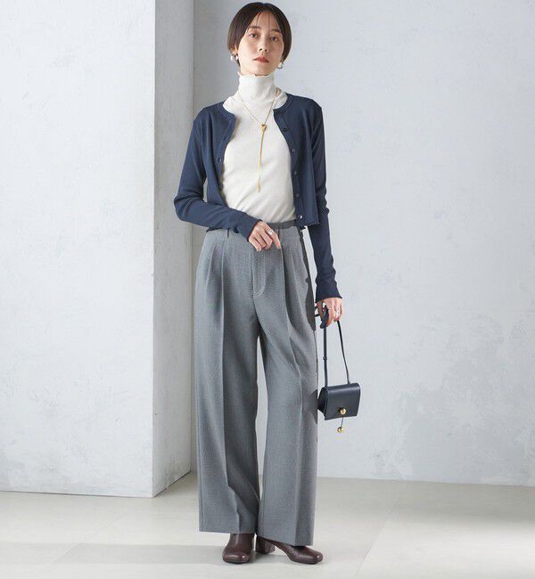 SHIPS for women「〈手洗い可能〉レーヨン ポリ リブ クルーネック カーディガン」|カーディガン|