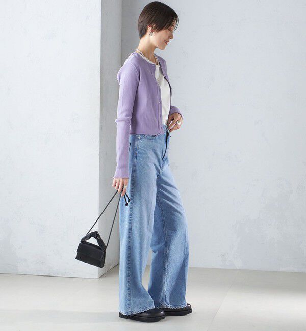 SHIPS for women「〈手洗い可能〉レーヨン ポリ リブ クルーネック カーディガン」|カーディガン|