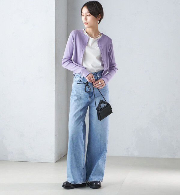 SHIPS for women「〈手洗い可能〉レーヨン ポリ リブ クルーネック カーディガン」|カーディガン|