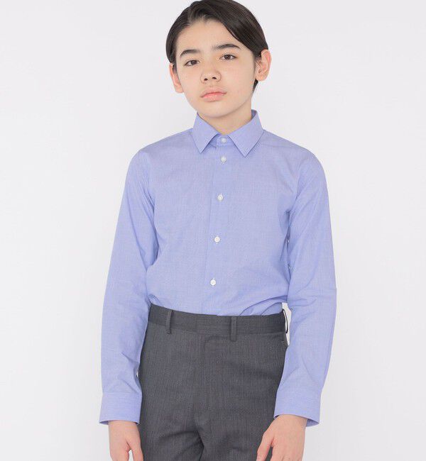 SHIPS KIDS「SHIPS KIDS:140～160cm / 無地 レギュラーカラー シャツ」|シャツ・ブラウス|サックスブルー