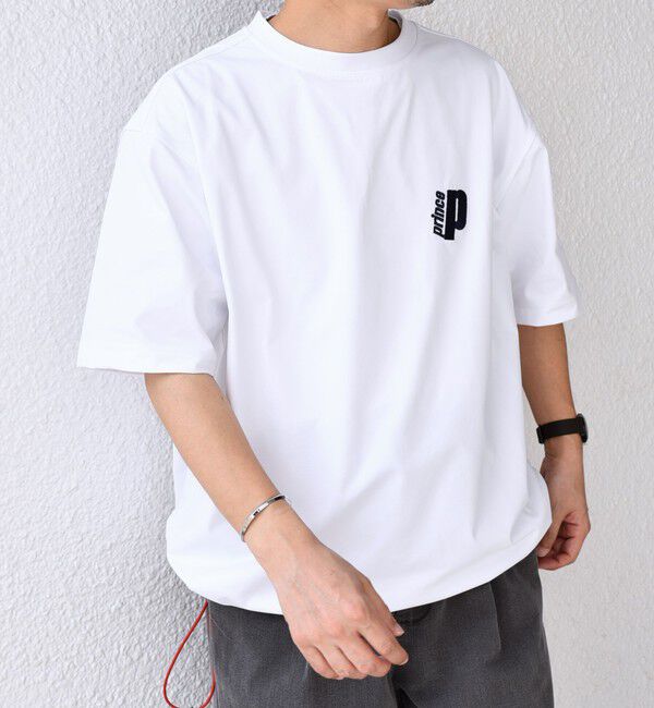 SHIPS any「【SHIPS any別注】prince:〈吸水速乾/UVカット/遮熱〉ワンポイント ロゴ 刺繍 スピンドル Tシャツ◇」|Tシャツ・カットソー|