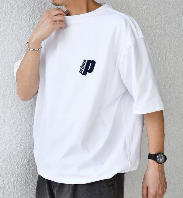 SHIPS any「【SHIPS any別注】prince:〈吸水速乾/UVカット/遮熱〉ワンポイント ロゴ 刺繍 スピンドル Tシャツ◇」|Tシャツ・カットソー|