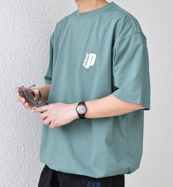 SHIPS any「【SHIPS any別注】prince:〈吸水速乾/UVカット/遮熱〉ワンポイント ロゴ 刺繍 スピンドル Tシャツ◇」|Tシャツ・カットソー|