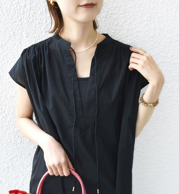 SHIPS for women「〈手洗い可能〉スキッパー タック フレンチ スリーブ ブラウス」|シャツ・ブラウス|