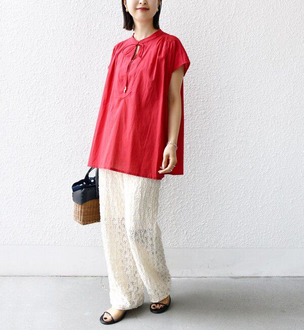 SHIPS for women「〈手洗い可能〉スキッパー タック フレンチ スリーブ ブラウス」|シャツ・ブラウス|