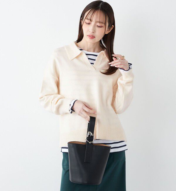 SHIPS Colors 「SHIPS Colors:〈手洗い可能〉フラッフィー スキッパー ニット◇」|ニット・セーター|オフホワイト