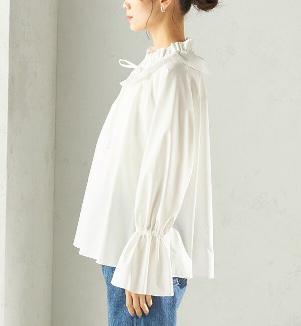 SHIPS for women「〈撥水加工 / UVカット〉タフタ フリルカラー キャンディースリーブ ブラウス（セレモニー対応可）」|シャツ・ブラウス|