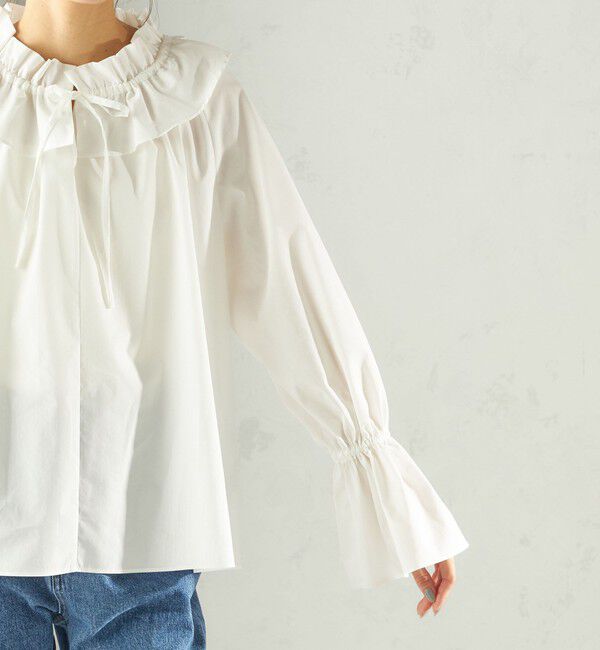 SHIPS for women「〈撥水加工 / UVカット〉タフタ フリルカラー キャンディースリーブ ブラウス（セレモニー対応可）」|シャツ・ブラウス|