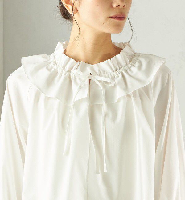 SHIPS for women「〈撥水加工 / UVカット〉タフタ フリルカラー キャンディースリーブ ブラウス（セレモニー対応可）」|シャツ・ブラウス|