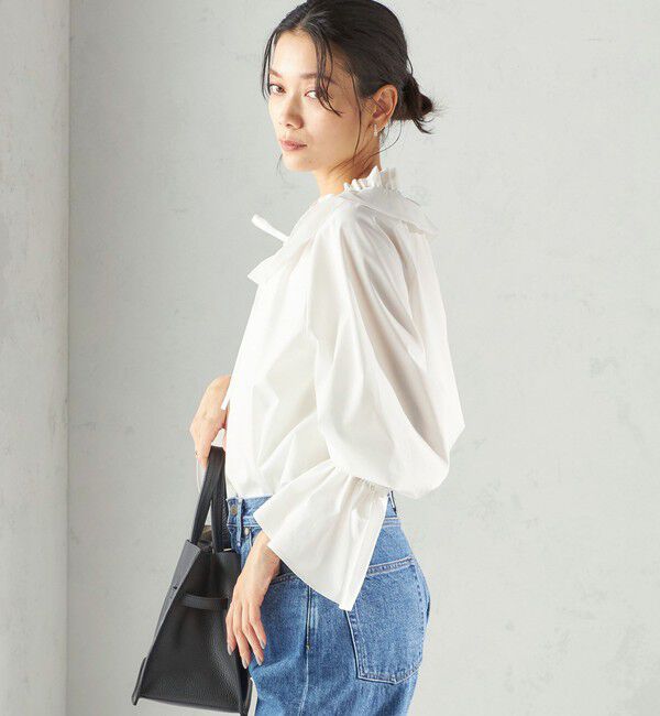 SHIPS for women「〈撥水加工 / UVカット〉タフタ フリルカラー キャンディースリーブ ブラウス（セレモニー対応可）」|シャツ・ブラウス|