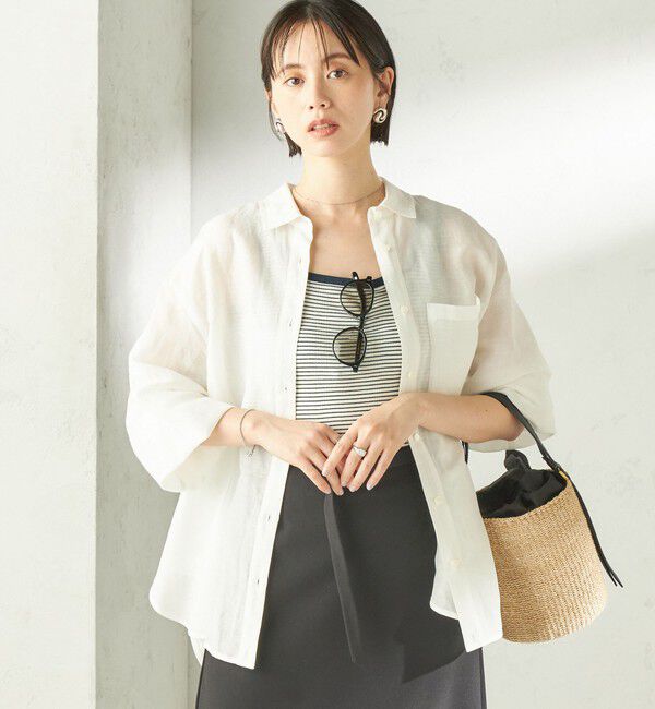 SHIPS for women「《一部追加予約》〈手洗い可能〉IMPERIAL LINEN 混 オーバー サイズ シャツ」|シャツ・ブラウス|
