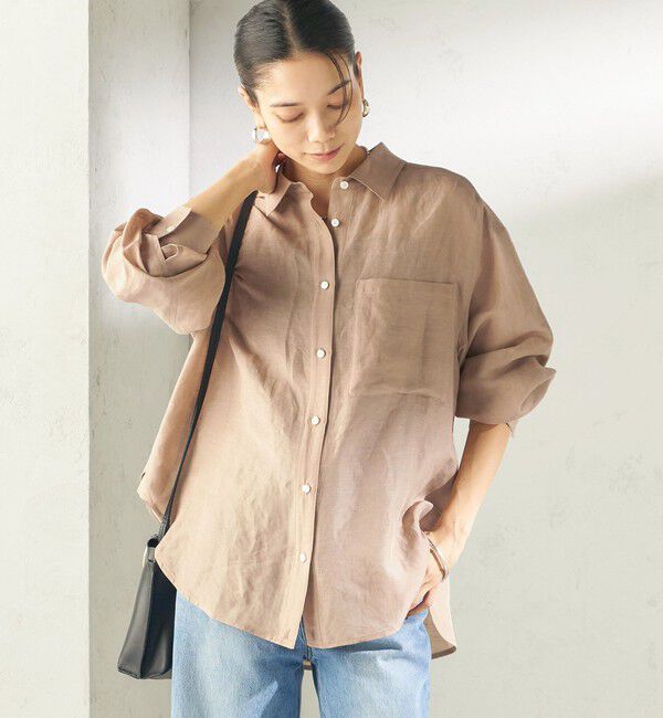 SHIPS for women「《一部追加予約》〈手洗い可能〉IMPERIAL LINEN 混 オーバー サイズ シャツ」|シャツ・ブラウス|