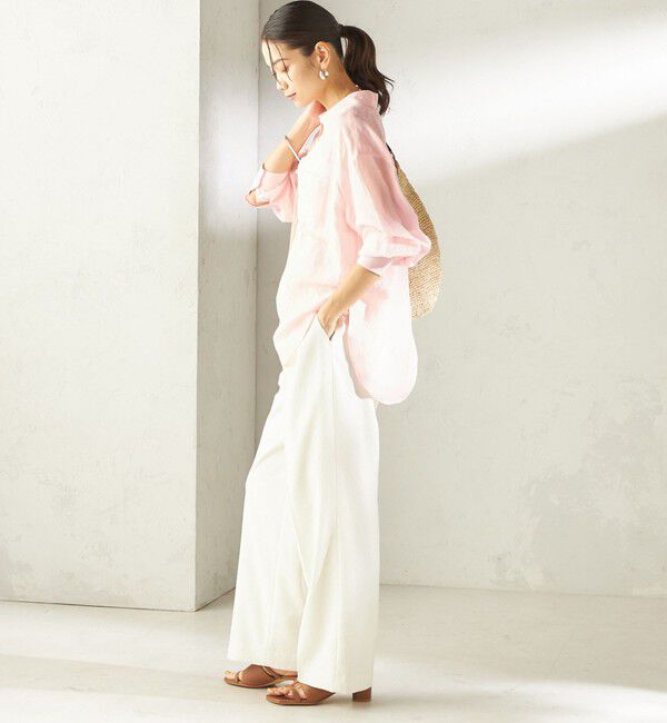 SHIPS for women「《一部追加予約》〈手洗い可能〉IMPERIAL LINEN 混 オーバー サイズ シャツ」|シャツ・ブラウス|