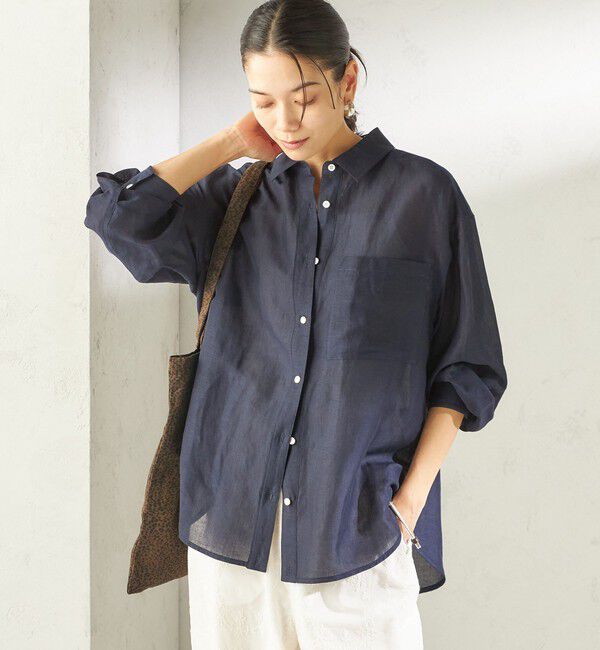 SHIPS for women「《一部追加予約》〈手洗い可能〉IMPERIAL LINEN 混 オーバー サイズ シャツ」|シャツ・ブラウス|
