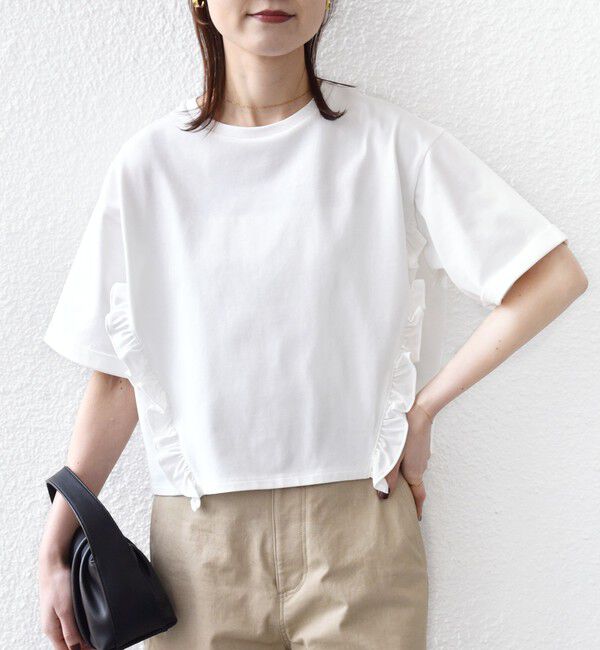 SHIPS for women「《予約》【WEB限定】〈接触冷感〉オーガニック コットン フリル TEE」|Tシャツ・カットソー|