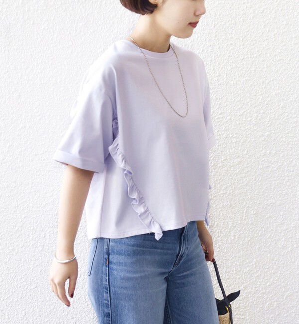 SHIPS for women「《予約》【WEB限定】〈接触冷感〉オーガニック コットン フリル TEE」|Tシャツ・カットソー|