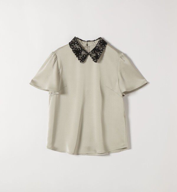 SHIPS any「《予約》SHIPS any:〈洗濯機可能〉サテン レースカラー ショートスリーブ ブラウス」|シャツ・ブラウス|