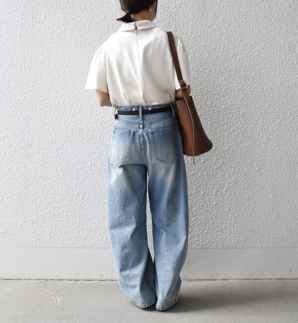 SHIPS any「《予約》SHIPS any:〈洗濯機可能〉サテン レースカラー ショートスリーブ ブラウス」|シャツ・ブラウス|