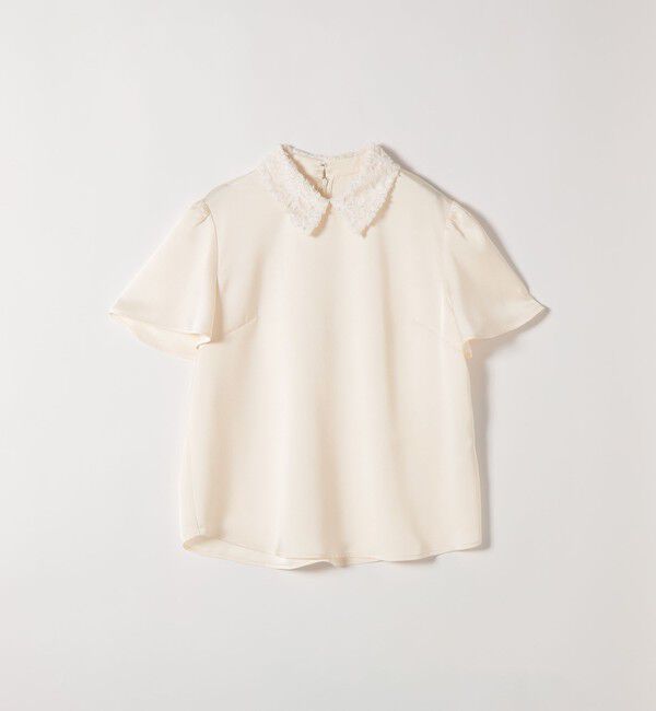 SHIPS any「《予約》SHIPS any:〈洗濯機可能〉サテン レースカラー ショートスリーブ ブラウス」|シャツ・ブラウス|