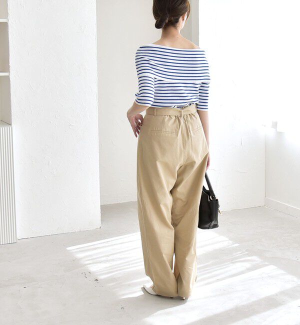 quaranciel「《予約》quaranciel:〈洗濯機可能〉オフショルダー ハーフスリーブ リブ ニット」|ニット・セーター|