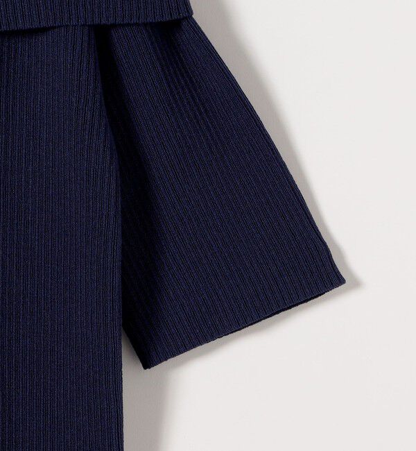 quaranciel「《予約》quaranciel:〈洗濯機可能〉オフショルダー ハーフスリーブ リブ ニット」|ニット・セーター|