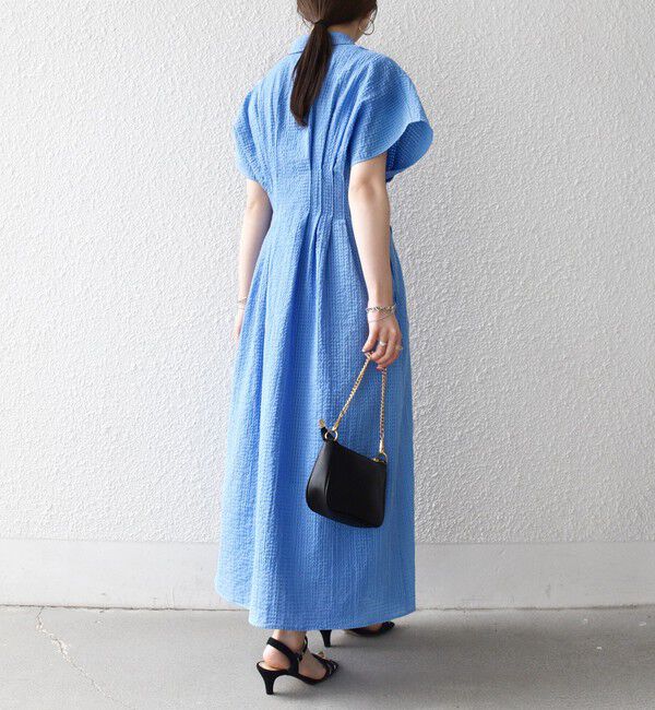 SHIPS any「《予約》SHIPS any:〈手洗い可能〉サッカー ウエストシェイプ シャツ ワンピース」|ワンピース|