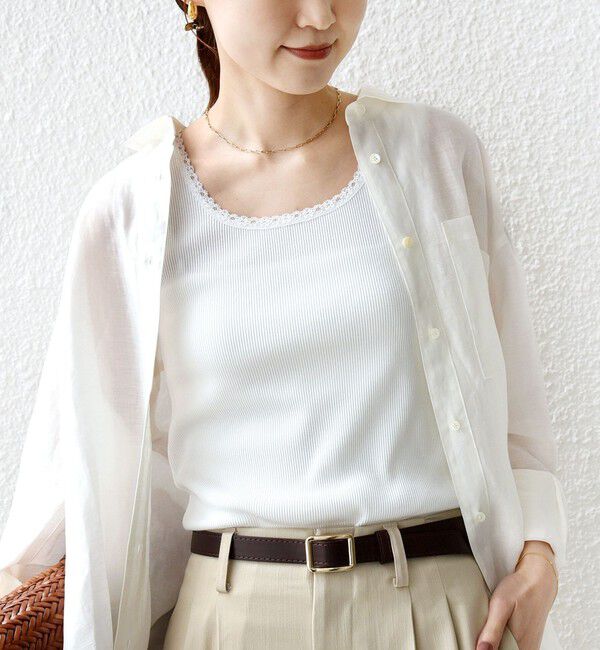 SHIPS for women「〈手洗い可能〉レース トリミング 2WAY タンクトップ」|タンクトップ|