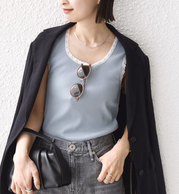 SHIPS for women「〈手洗い可能〉レース トリミング 2WAY タンクトップ」|タンクトップ|