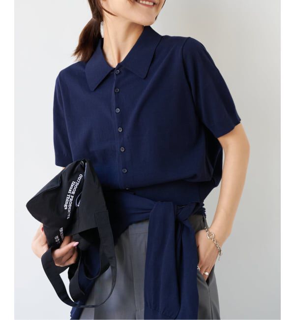 OUTDOOR PRODUCTS Usual Things「≪予約≫ハイゲージコットンポロシャツハーフスリーブニット」|ポロシャツ|ネイビー